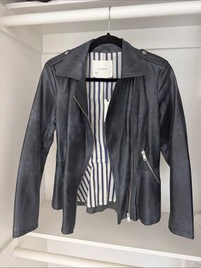 Anthropologie Charcoal Grey Leather Moto Jacket